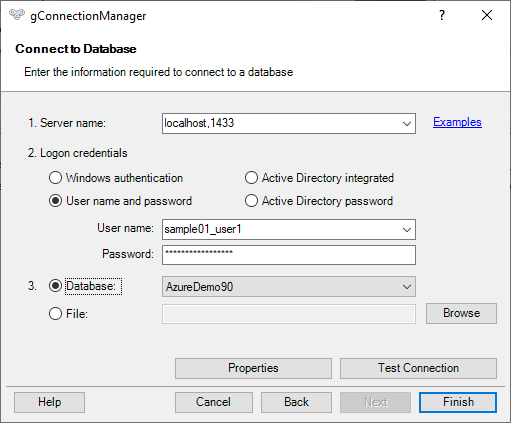 Подключение к базе данных Microsoft SQL Server по порту 1433