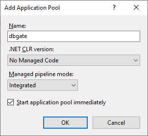 DBGate Installation on Windows - Creating Application Pool