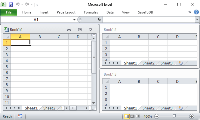 Пример управления окнами в Microsoft Excel
